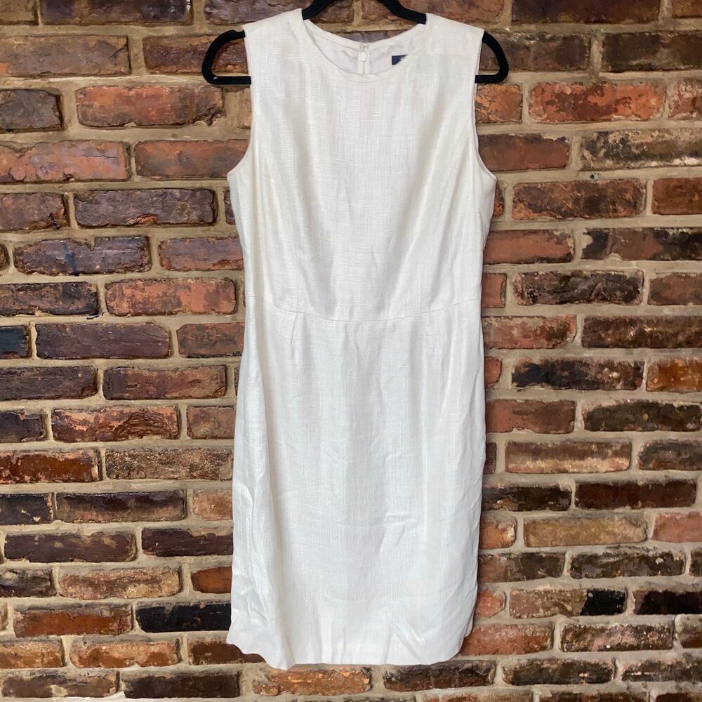 Brooks Brothers Beige Italian Silk Linen Sleeveless Sheath Dress Women's Size 6
